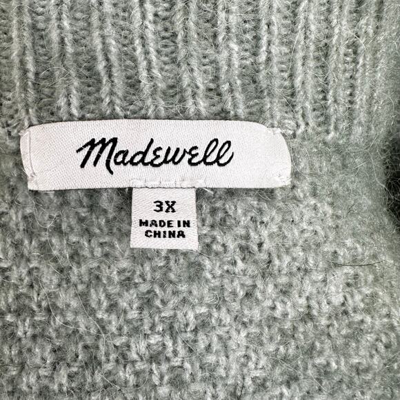 Madewell Cable Havener Pullover Sweater Wool Alpaca Cable Knit Sage 3X Boxy - Picture 10 of 16
